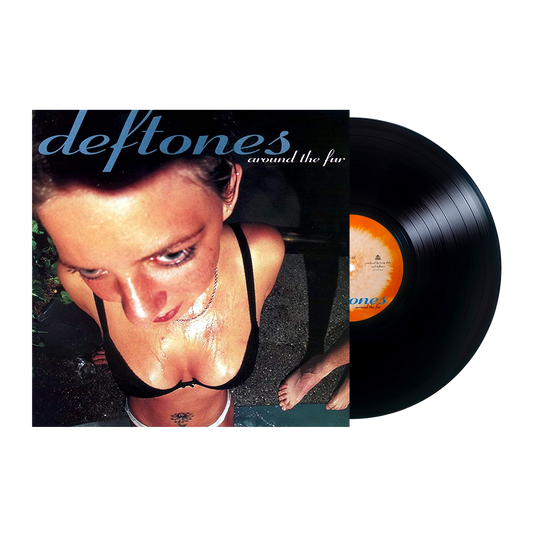 Album cover for Deftones’ ’Around the Fur’ featuring a vinyl record.